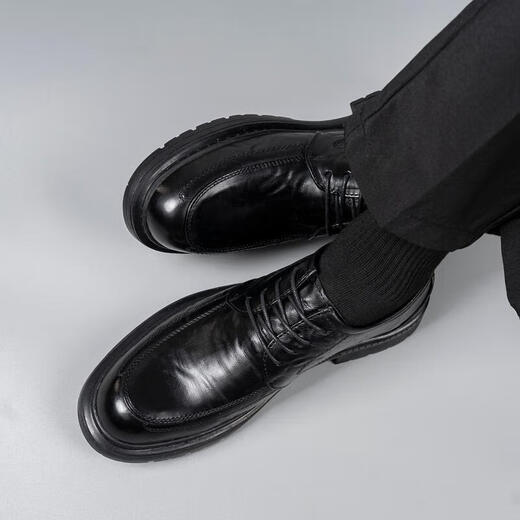XO leather shoes for men, first-layer cowhide, 2025 autumn and winter formal business derby shoes, lace-up suit shoes, men's shoes, black 42