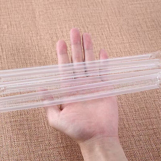 Disposable independent packaging straw transparent bent tube straight tube plastic straw milk tea drink stirring stick straight tube 5*195mm independent paper packaging 100 pieces