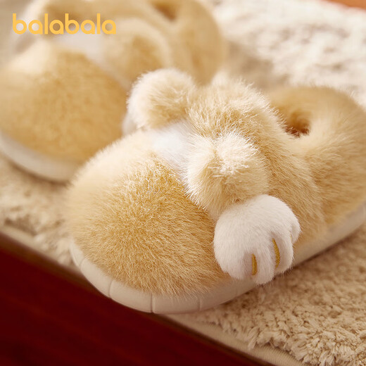 Balabala Cat Claw Cotton Slippers Children's Non-Slip Boys' Indoor 2025 New Bag Heels Girls' Cute Warm Baby Hair Slippers