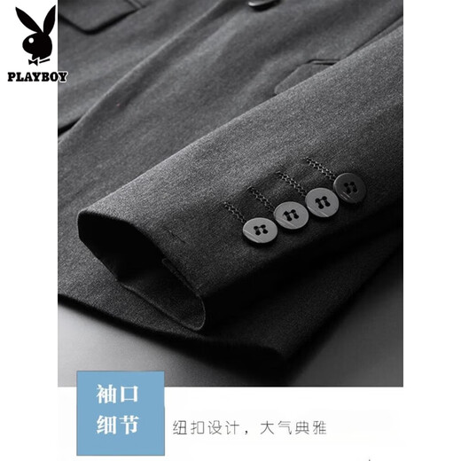 Playboy double-breasted suit suit men's plus size groom wedding dress three-piece youth business formal casual suit khaki suit + pants L (110-120Jin Jin equals 0.5 kg)