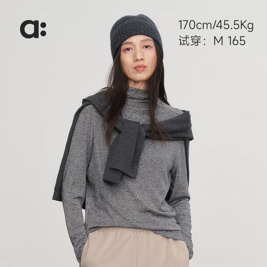 ALLBLUallblu ALLBLU parent-child eucalyptus wool soft but not sticky turtleneck bottoming shirt warm and comfortable medium gray 170