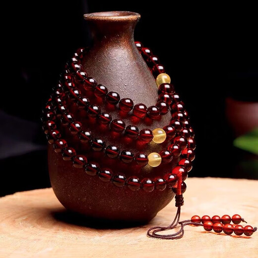 AIHUPO amber beeswax 7mm + blood amber 108 beeswax bracelets for men and women amber multi-circle bracelet necklace water purification rosary 7.5mm 108 beads