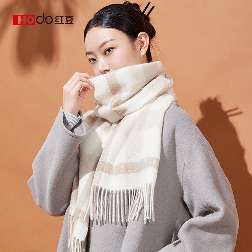 Hodo 100% pure wool women's scarf plaid warm and cold-proof shawl for girls birthday gift gift box