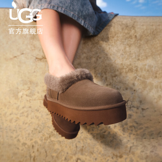 UGG autumn women's comfortable furry collar thick-soled round-toe casual lazy furry shoes 1166733 DRKT | dark toffee brown 38 The shoe is a little small, it is recommended to take a larger size