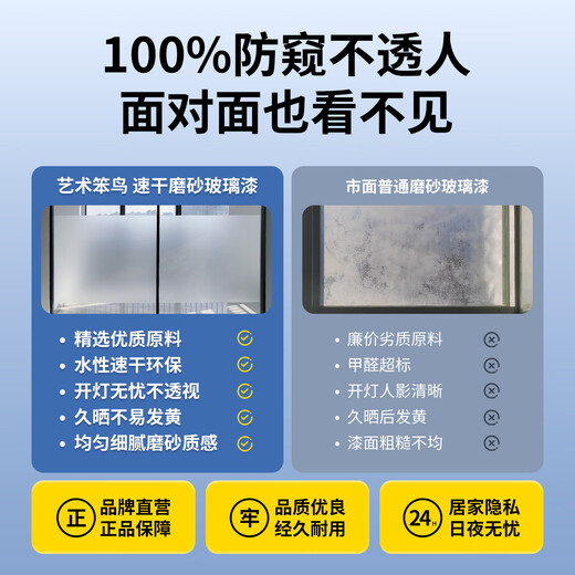 Art Stupid Water-based Glass Frosted Paint Blackout Anti-Peeping Special Bathroom Doors and Windows Bathroom Artistic Paint Tile Indoor Glaze Paint Glass Anti-Peeping Frosted Paint Upgraded Frosted Paint 500g*1 Bucket-Free Tools Can Paint 5 Square Meters