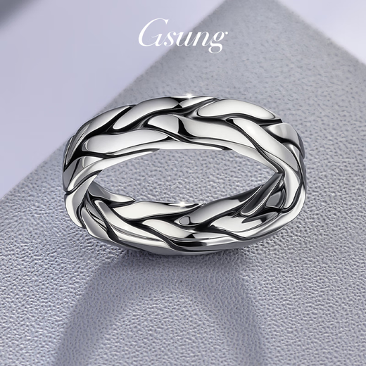 GsunG platinum flowing mountain and water pattern ring for men PT950 pure platinum personalized black gold ring for men and women retro hand accessories. Priced by gram. Contact before bidding.