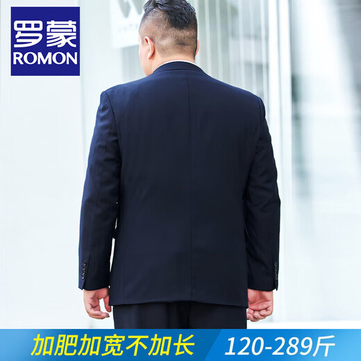 ROMON Plus Size Men's Suit Suit Plus Fat Fat Man Business Formal Wear Professional Loose Suit Jacket Wedding Dress Double Button Black Single Suit XL