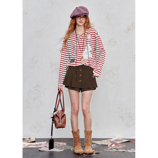 Fairy's Pocket Retro Brown High Waist Shorts Women's 2025 Autumn and Winter New Style Small Design Skirt Pants Retro Brown M