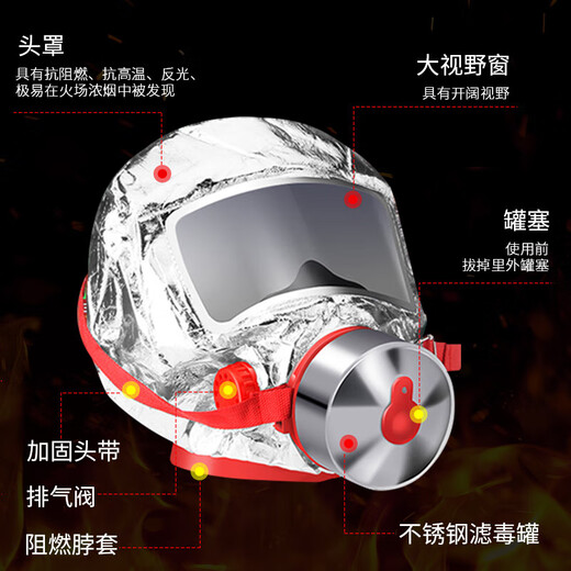 Ji'an gas mask fire protection smoke mask 3c household filtering self-rescue respirator fire escape full single escape package