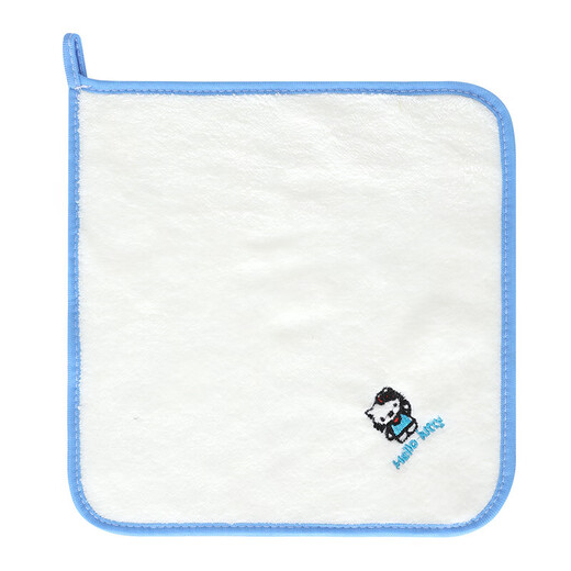 Coral velvet square towel, soft and absorbent, multi-purpose kitchen household rag, cleaning scouring pad, dishwashing rag with hook, white beige edge 25*25cm, 1 pack 25*25