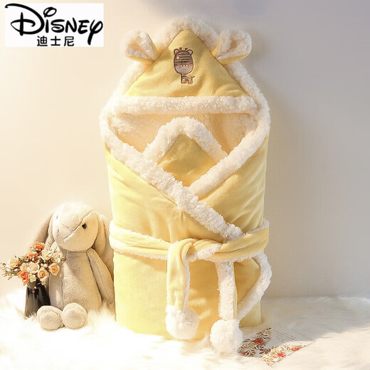 Disney (Disney) Newborn Baby Autumn and Winter Thickened Newborn Blanket Winter Thickened Outing Warm Baby Anti-jumping Swaddle Bag Blue (Crystal Velvet Warm Blanket) 80x80cm