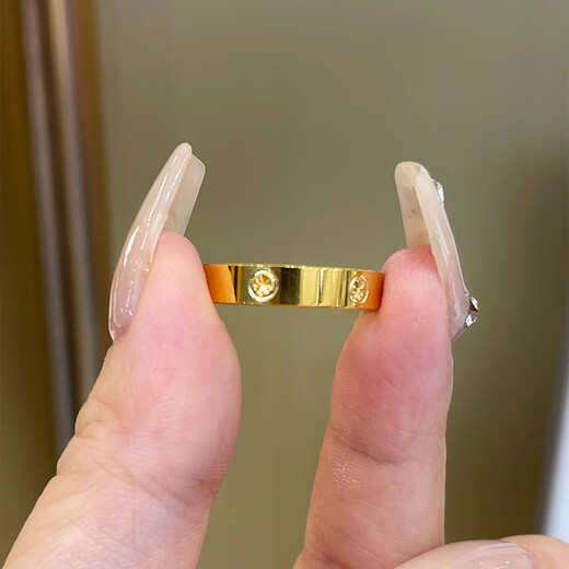 Bhiodha sand gold ring rice-shaped ring diamond-shaped rice-shaped ring with steel seal that will not fall off couple's men's and women's rings for girlfriends width about 5mm rice-shaped ring size 10 US size counter number 22-23