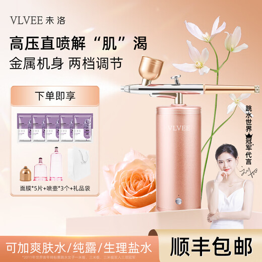 VLVEE High Pressure Oxygen Injection Instrument Home Portable Handheld Nano Spray Hydrating Instrument Scalp Applicator Ladies Birthday Gift for Wife Practical Champagne Gold Sprayable Toner Essence + Intelligent Timing