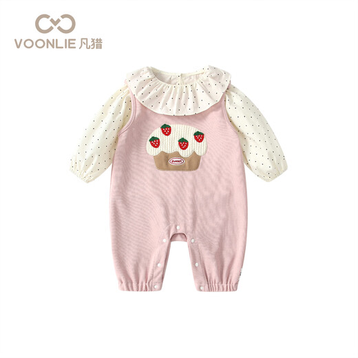 Fanlie Girls Overalls Suit Autumn 2025 New Fashionable Cute Baby Clothes Baby Two-piece Set Spring and Autumn Pink 80 cm