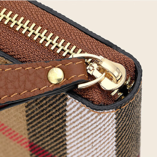 Ye Yu niche card holder ID bag women's style plaid canvas motor vehicle driver's license bag small change coin bag caramel color