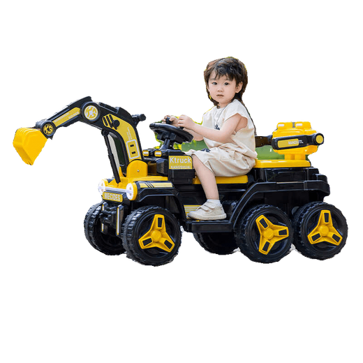 Guardian Laoren children's electric excavator remote control toy car large excavating engineering vehicle double seat adult six-wheel four-wheel drive supreme yellow + soft wheel + with remote control + 12V12A electric drive