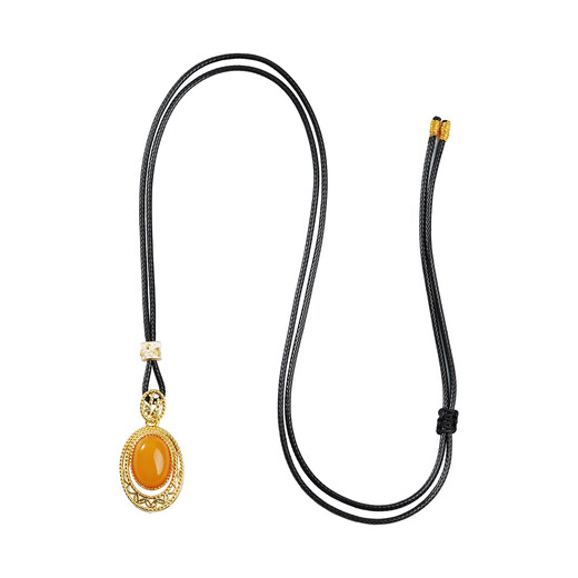 Potala Palace Beeswax Pendant Necklace High-end Niche Egg Faced Amber Sweater Chain Neck Accessories Women's Birthday Gift Beeswax Pendant