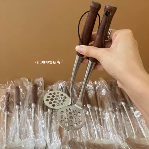 Yusenyi walnut mashed stainless steel press masher artifact potato masher 316 tools egg non-staple food masher masher 316 steel potato press two packs 316ml 316 steel potato press two packs