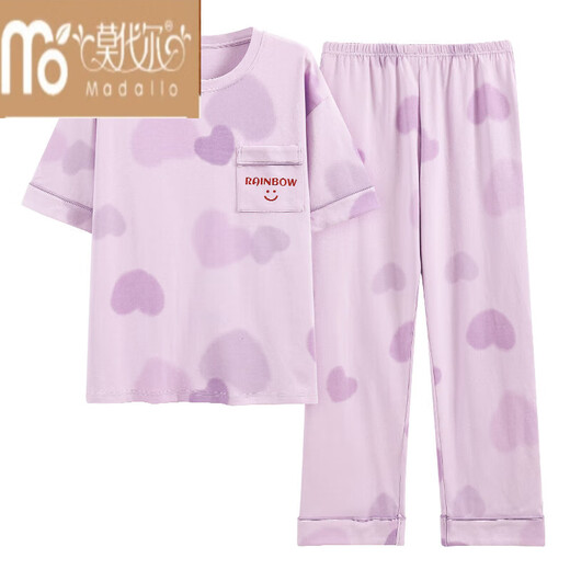 Pyjama fin à manches courtes pour femmes, pantalon d'été en pur coton, vêtements de maison de printemps et d'automne, peut être porté à l'extérieur, style coréen décontracté Y9713 M (recommandé 75-95Jin Jin équivaut à 0,5 kg)