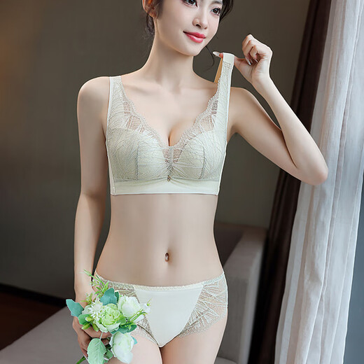 Tingmei (GRACWELL) lace underwear for women with small breasts, push-up, adjustable top support, anti-sagging, secondary breast reduction, no wires, sexy bra set, black set 75A 34B