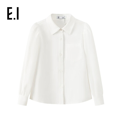 E.I children's clothing girls white shirt autumn medium and large children long-sleeved polo collar bleached 120