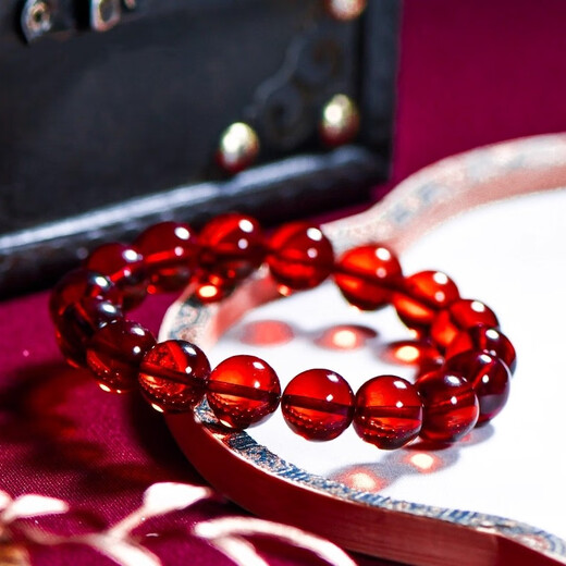 Hongchen Liuxi Natural 7A+ Collection Grade Burmese Water Purified Blood Amber Bracelet Women's Bracelet Men's Wedding Belt Certificate Jewelry Grade Approximately 8mm