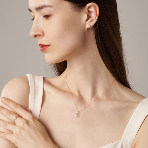 COF Jewelry 18K gold seawater Akoya pearl necklace minimalist bunny pendant single necklace birthday gift for girlfriend 8-8.5mm 18K gold pendant (including 18K gold chain)