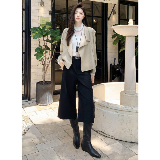 MEIYANG Melbourne No. 6 Suit Hemp texture commuting casual lapel jacket trousers cool and cool temperament autumn new gray green (jacket + casual pants regular version) L