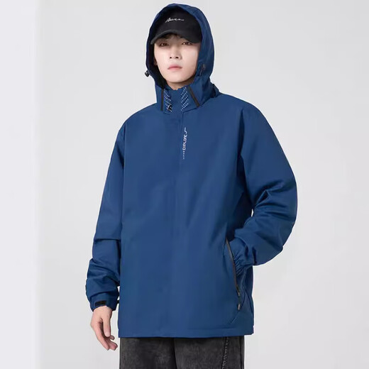 Spring and Autumn Outdoor Sports Windproof and Waterproof Large Size Jacket Top Couple Jacket Detachable Hood Mountaineering Cycling Jacket Black Three-in-One Detachable 2XL