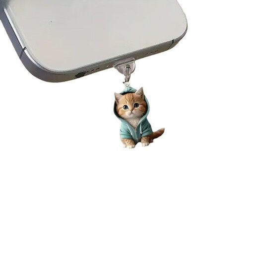 Xiye mobile phone dustproof plug pendant cat dustproof mobile phone plug charging port plug Apple Android Type-c universal pendant interface type-c green kitten