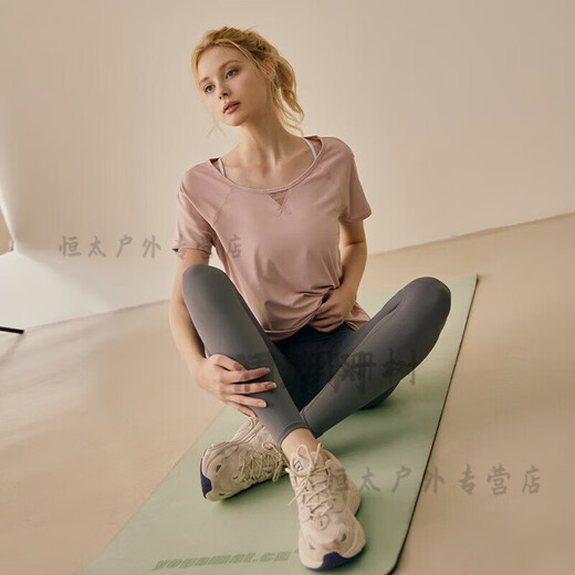 Ayub Yoga Wear Pilates Pilates Clothes Loose Yoga Wear Women's Summer Sports Top Running T-Shirt Short Sleeve Cover Pink Purple S