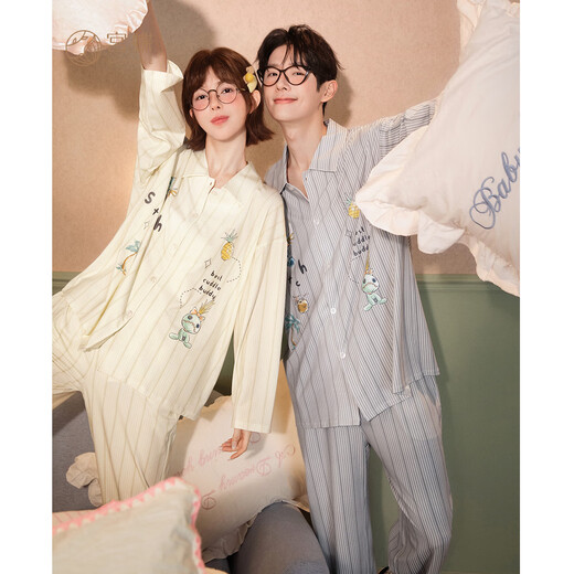 Gongdie Light and Soft Disney Stitch Pajamas Couple Style Spring and Autumn Long Sleeve Modal Cotton Home Clothes for Men