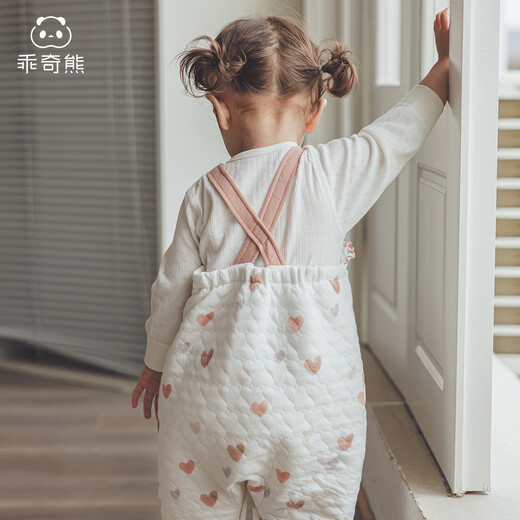 Guiqi Bear Baby Girl Silk Cotton Cute Overalls Autumn and Winter Baby Children's Fashionable Outerwear Warm One-piece Pants