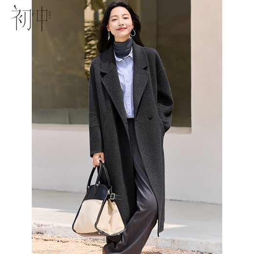Chushen autumn and winter New Year's wear annual meeting wool coat women's sheep wool lapel loose double-sided woolen long style S54C044