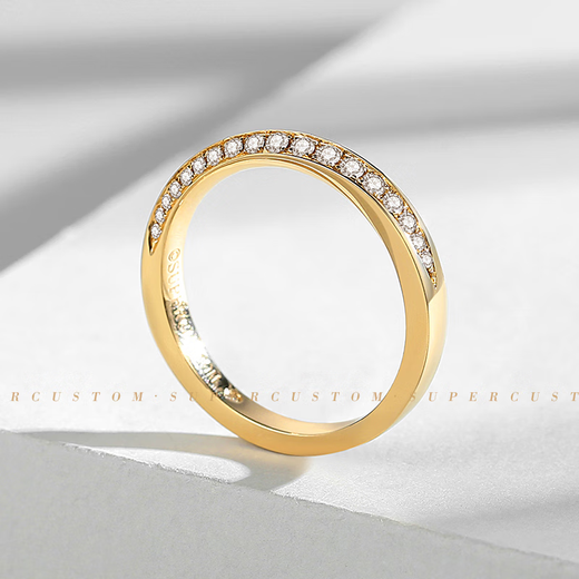 Yuebuchao Engagement Ring 18k Gold Wedding Ring Fashion Couple Ring Möbius Ring Mountain and Sea Keping 18K Yellow Rice Gold No. 7-8/Single