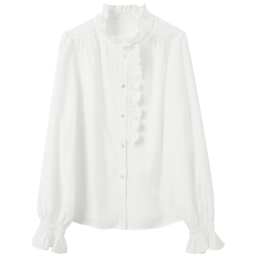 Sancai 2025 winter new style fungus edge stand collar shirt French style shirt for women