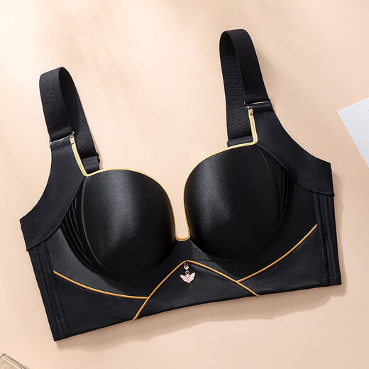 Modal Summer Wireless Thin High Side Ratio Adjustable Beautiful Back Large Size Underwear Women's Top-Up Anti-Sagging Breast Reduction Bra Bean Green 34/75CDE