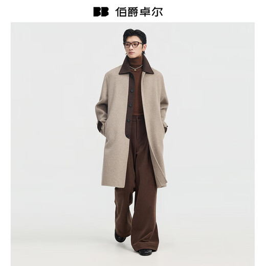 Piaget Zall Contrast Color Design 100 Full Wool Double-sided Wool Coat Men's 2025 Early Winter Mid-Length Coat Men P541596 Cream Apricot M (170)