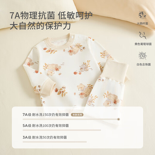 童泰宝宝套装春秋季纯棉婴儿衣服男女儿童家居服内衣秋衣秋裤套头睡衣 蓝色【高腰款 50S高支】 90 cm（肩开按扣）