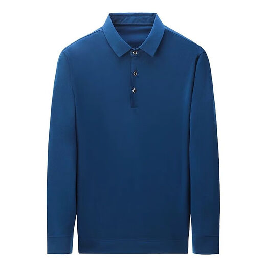 MONTAGUT Mulberry Silk Autumn New Men's Long Sleeve T-Shirt Round Neck Medium Lapel Long Sleeve - Blue (668 Collection Priority Shipping) One Size 175/88A Recommended 140-160 Jin Jin equals 0.5 kg