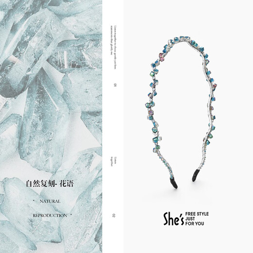 She s Qianzi Yaowo Declaration Flower Language Brilliant Craftsmanship Crystal Fine Hairband Light Luxury Headband Hairpin Headwear Birthday Gift for Women Symphony Blue C0