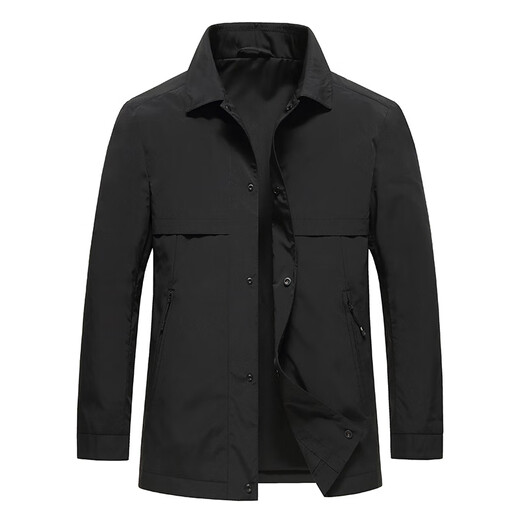 BOSS business casual jacket men 2025 new autumn single-breasted high-end brand middle-aged men's thin cotton jacket dark gray L 175 suitable for 130-145 Jin Jin equals 0.5 kg