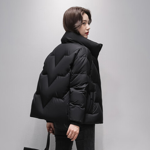 Snow Flying Lightweight Goose Down Down Jacket Women's Short Slim Simple Warm 2025 Winter New Stand Collar Jacket Black S