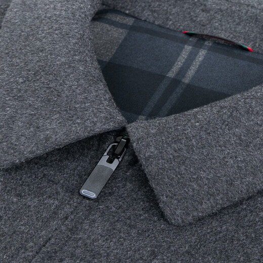 MONTAGUT French Cashmere Jacket Men's Middle-aged Business Casual Solid Color Wool Wool Short Autumn and Winter Dad Jacket Gray L 170/88A