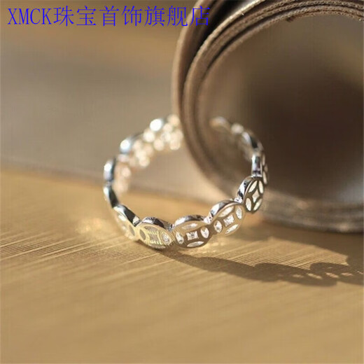 XMCK Old Phoenix 999 sterling silver pure silver copper coin ring open female fashion creative transfer fresh index finger ring finger 9999-sterling silver money ring 7.384747488 grams