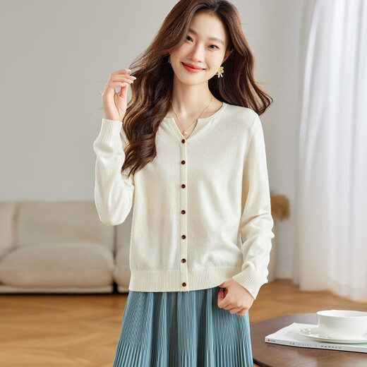 Shexi (Srcr) 100% cashmere short pullover cashmere sweater for women autumn and winter fake button outer knitted base sweater