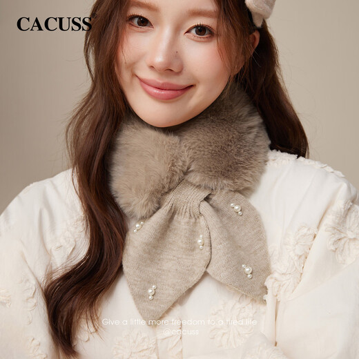 CACUSS scarf women's autumn and winter fashion plush small scarf cross cold protection neck warm neck sleeve fur collar