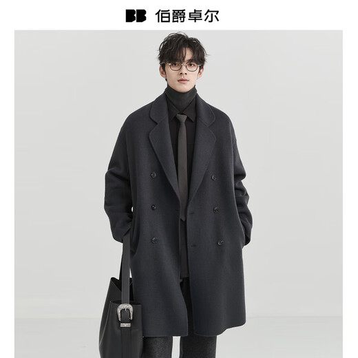 Earl Zall Cashmere Wool Blended Mid-Length Double-sided Wool Coat Men's 2025 Autumn and Winter New Jacket P541523 Chocolate Fudge XL (180)