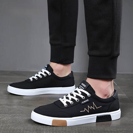 SNGUNY high-end light luxury brand casual shoes men's new old Beijing cloth shoes men's spring and autumn breathable sneakers men's shoes men's canvas shoes 6636 black gold 43 265