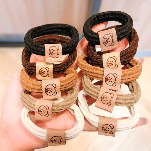 Internet celebrity bear hair tie does not hurt your hair, simple high-elastic rubber band, thickened hair tie, high ponytail headdress, bear hair tie, 5 mixed colors